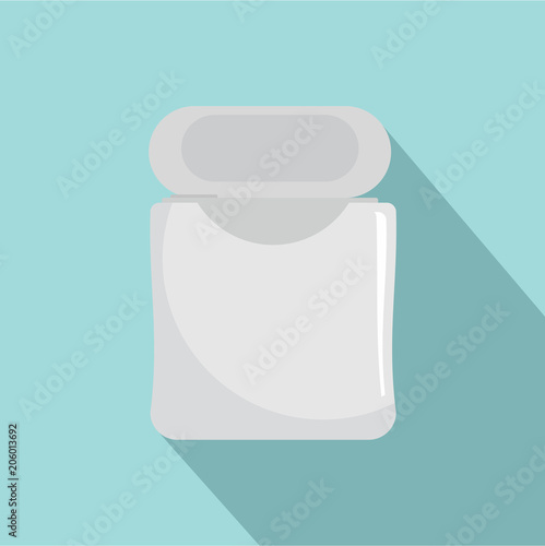 White dental floss icon. Flat illustration of white dental floss vector icon for web design