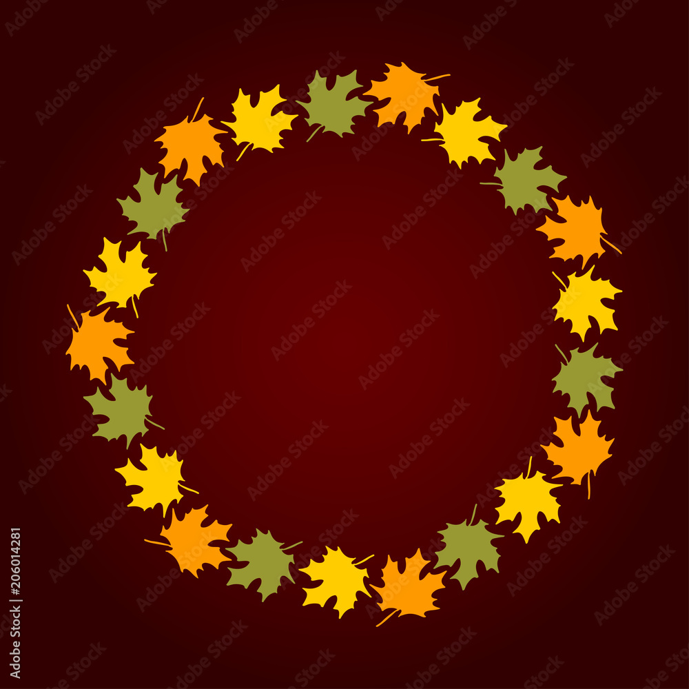 vector illustration round wreath of autumn leaves yellow green red brown color vector illustration round wreath of autumn leaves yellow green red brown color