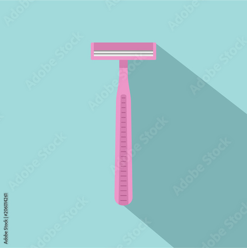 Pink woman razor icon. Flat illustration of pink woman razor vector icon for web design