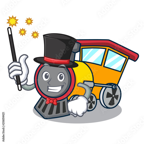 Magician train mascot cartoon style