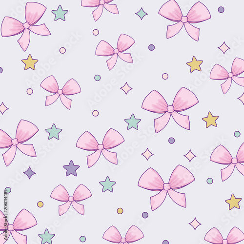 Japanese bow tie and stars pattern, colorful design. vector illustration