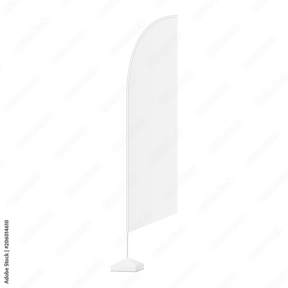 Outdoor advertising flag mock up isolated on white background. Vector illustration Outdoor advertising flag mock up isolated on white background. Vector illustration