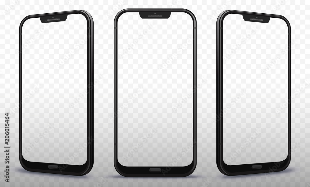 Smartphone From Different Angles with Transparent Screens