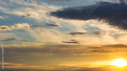 Beautiful sunset sky with clouds, background © Alla