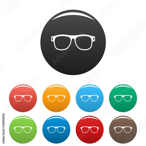 Eyeglasses with diopters icon. Simple illustration of eyeglasses with diopters vector icons set color isolated on white