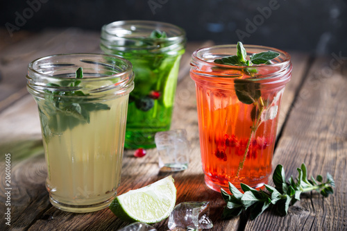 Natural lemonade with fruits and herbs