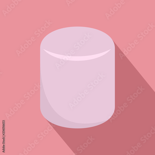 Pink marshmallow icon. Flat illustration of pink marshmallow vector icon for web design