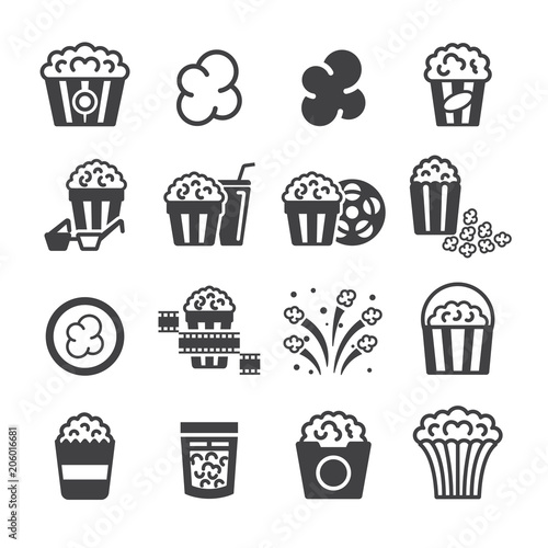 Popcorn icon set