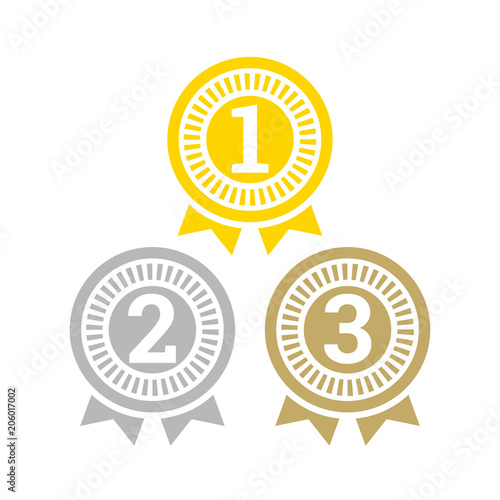 Gold, silver and bronze medal icon.