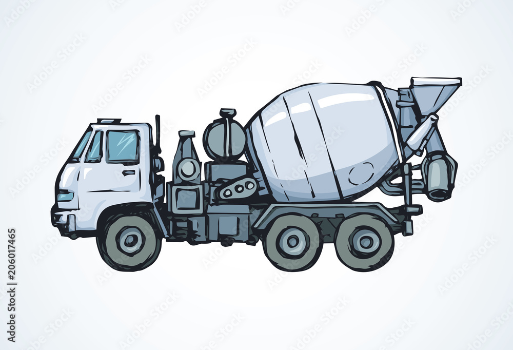 Fototapeta premium Concrete mixer. Vector drawing
