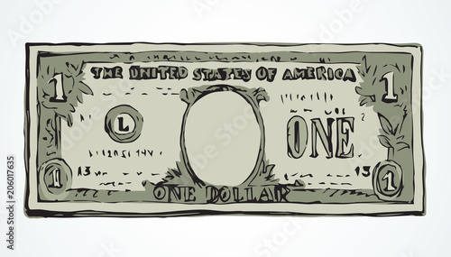 One dollar. Vector drawing