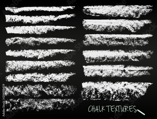 Set of vector grunge brushes created with chalk and charcoal. A high resolution. Stored in the palette. Designed for registration of various design projects: posters, banners.