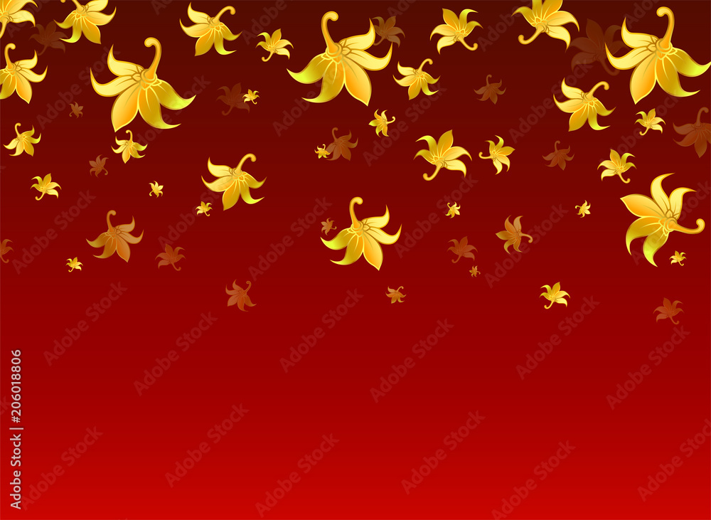 beautiful pattern thai style on red background, luxury design wallpaper and  golden flower repetition with copy space isolated and floating on dark  background for decorative wall temple of thailand Stock Vector |