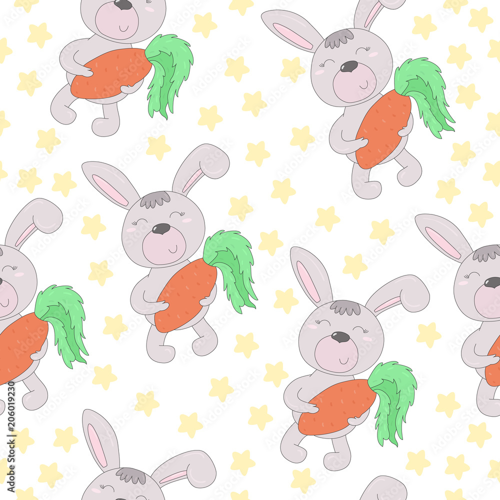 Seamless pattern with cute little bunny. vector illustration Seamless pattern with cute little bunny. vector illustration
