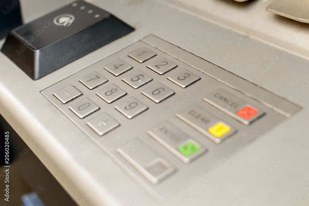 Close up of Cash Machine Keypad B, Keyboard of British ATM Machine Shallow Depth of Field Close up of Cash Machine Keypad B, Keyboard of British ATM Machine Shallow Depth of Field
