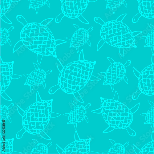 Vector seamless decorative pattern. Hand drawn turtle tribal background.