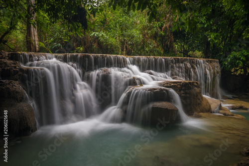 Nice view of Kuang Si waterfall near Luang Prabang