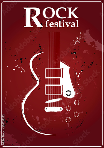 Plakat Szablon projektu festiwalu rock z gitara