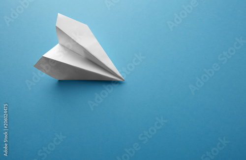 Travel plane concept.Mockup design of travel concept with plane on blue color background with blank empty space for copy space.Horizontal