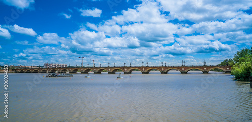 Bordeaux, France, 8 may 2018 - Bridge 'Pont de Pierre' crossing the Garonne river