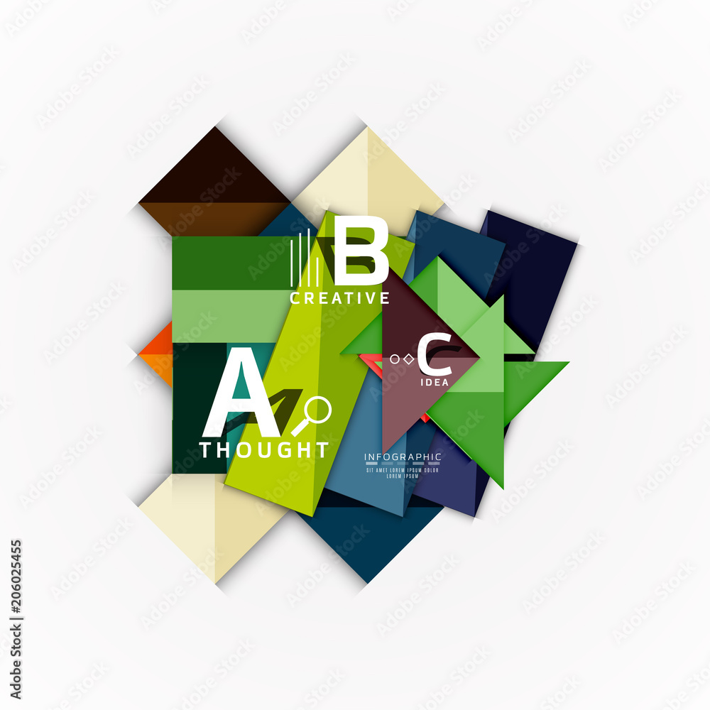 Abstract geometric option infographic banners, a b c steps process Abstract geometric option infographic banners, a b c steps process
