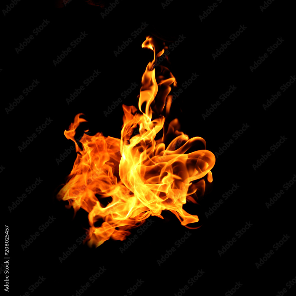 Fire flames on black background. Fire flames on black background.