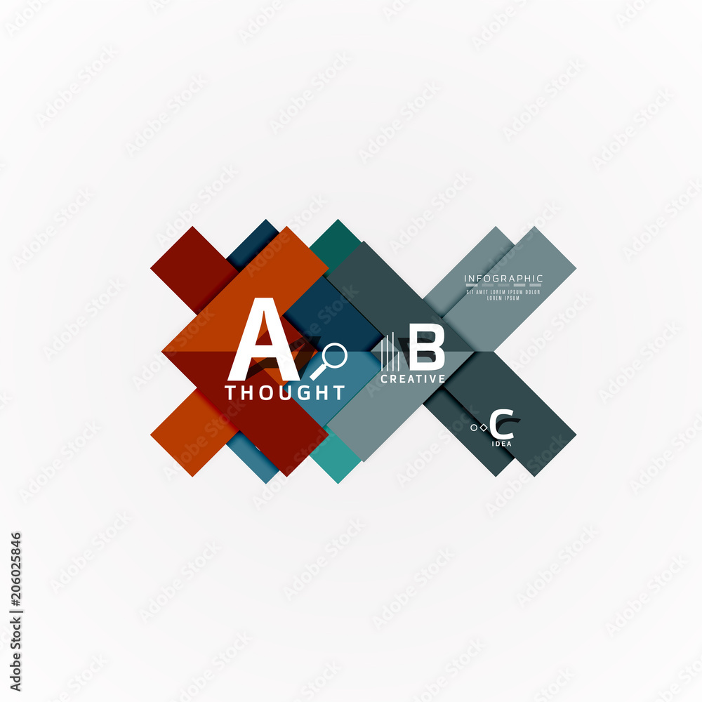 Abstract geometric option infographic banners, a b c steps process Abstract geometric option infographic banners, a b c steps process