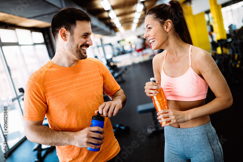 Happy couple in a health club photo