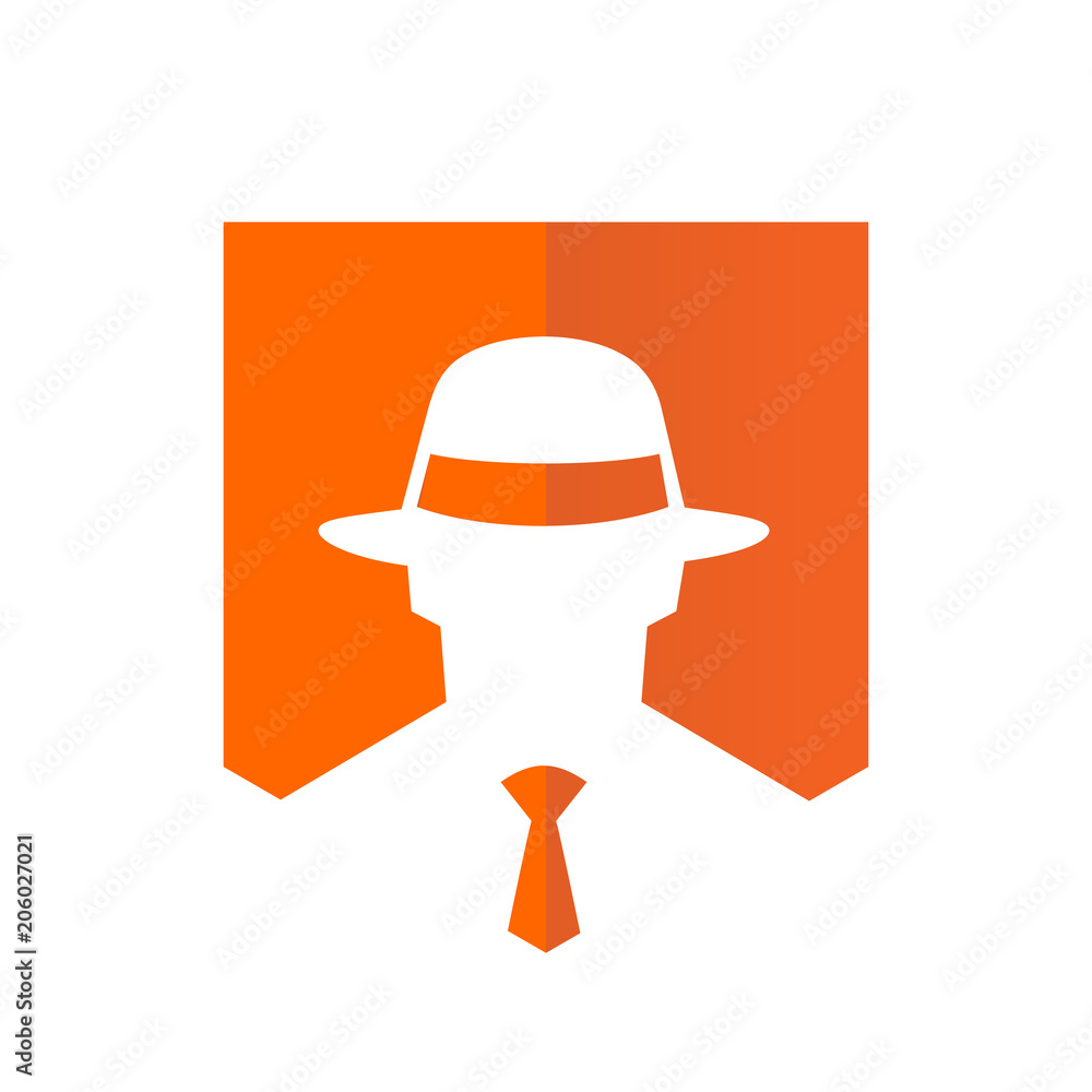 Tie and Fedora hat Logo, Vector Illustration Design
