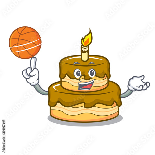 With basketball birthday cake character cartoon photo