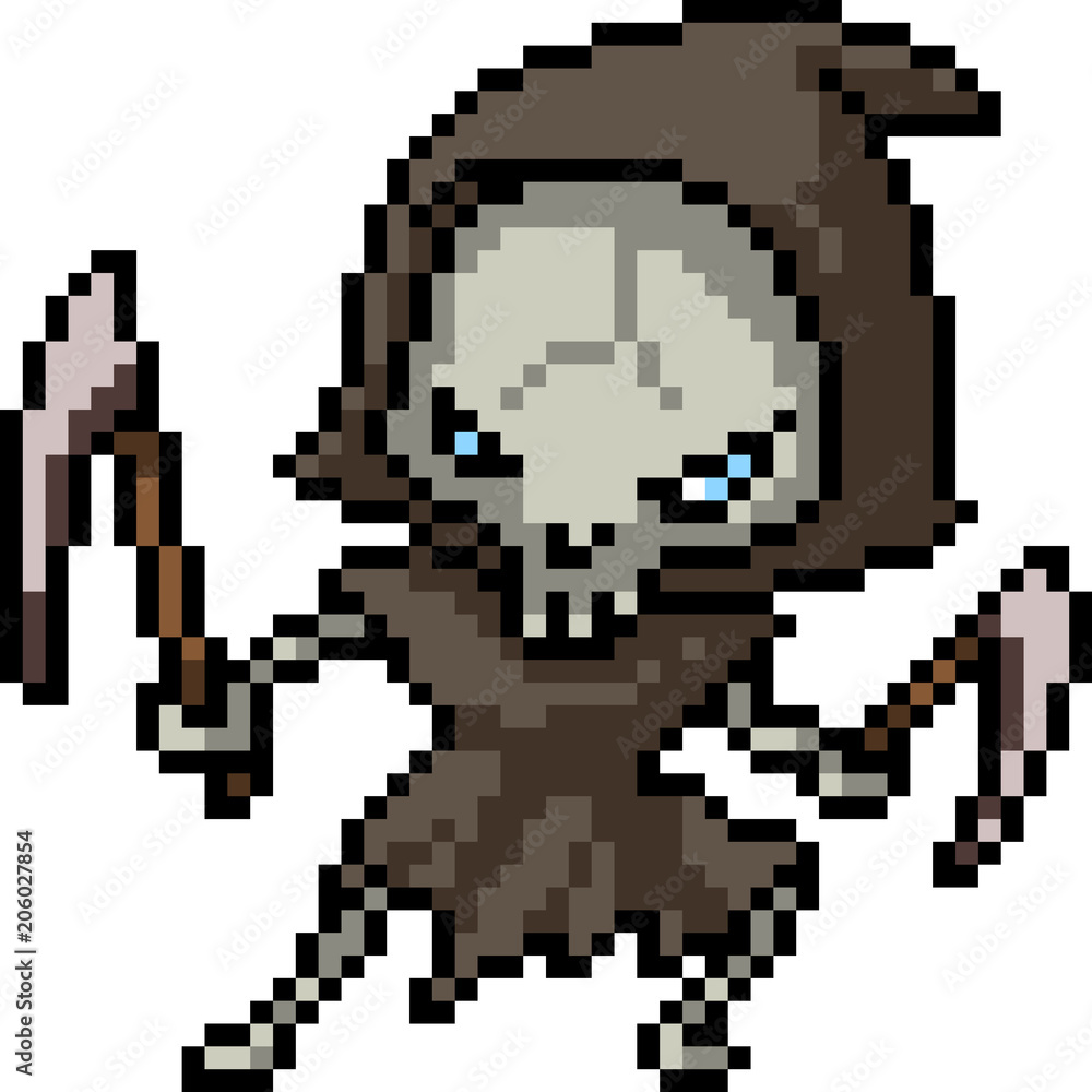 Obraz premium vector pixel art death jibi