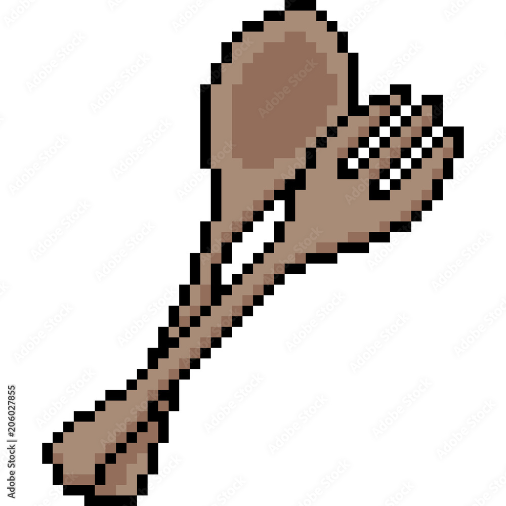 vector pixel art spoon fork