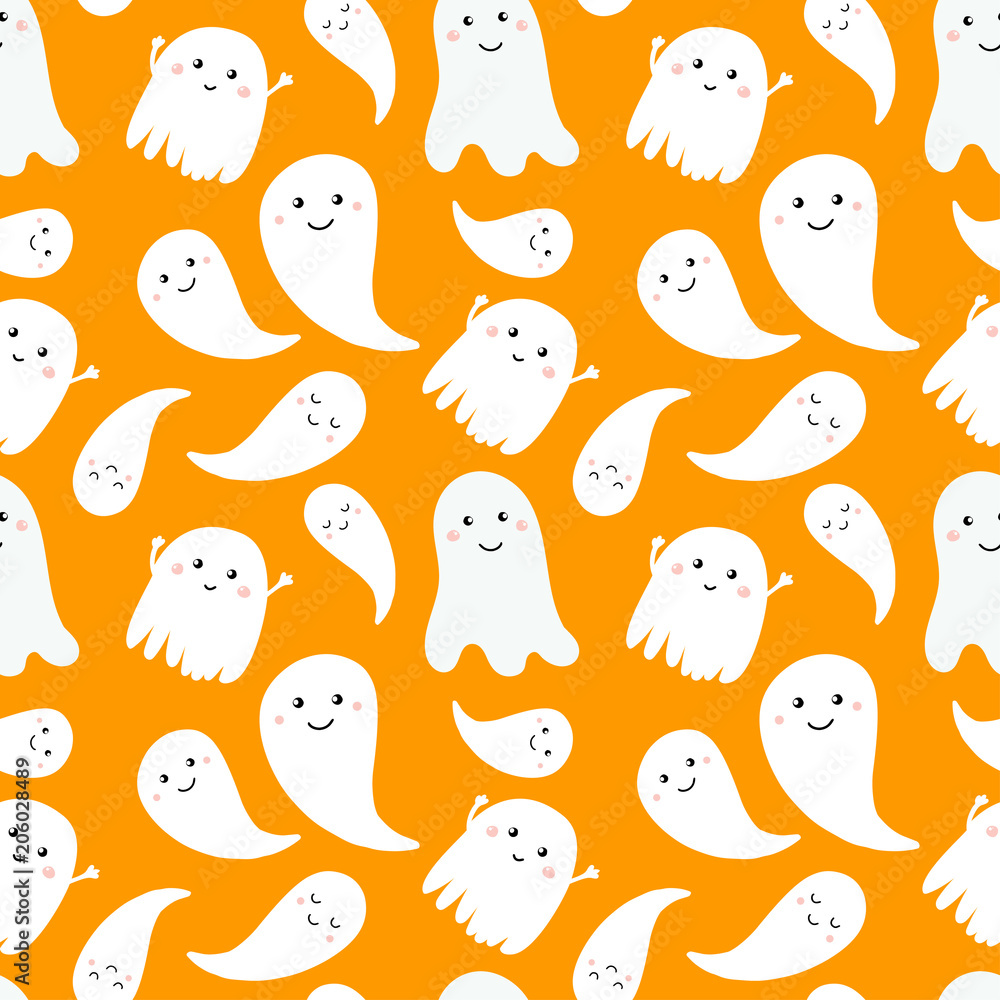Seamless pattern of cute little cartoon ghosts. Seamless pattern of cute little cartoon ghosts.