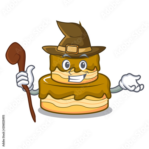 Witch birthday cake mascot cartoon
