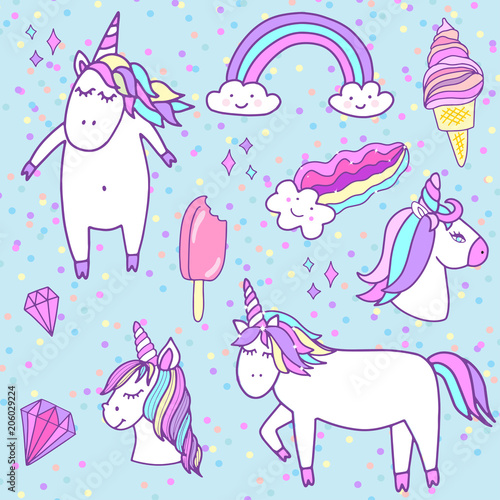 Fashion patch badges with unicorns