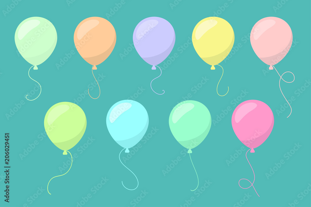 Vector Multicolored Colorful Balloons Set