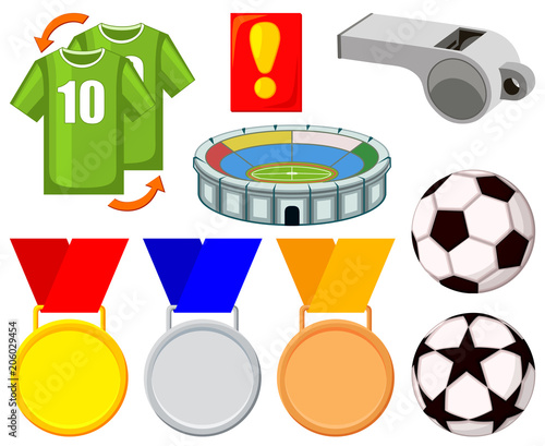 Colorful cartoon soccer 9 elements set