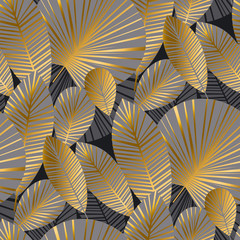 Canvas schilderij Glamour stijl patronen Elegante gouden exotische bladeren patroon  © galyna_p