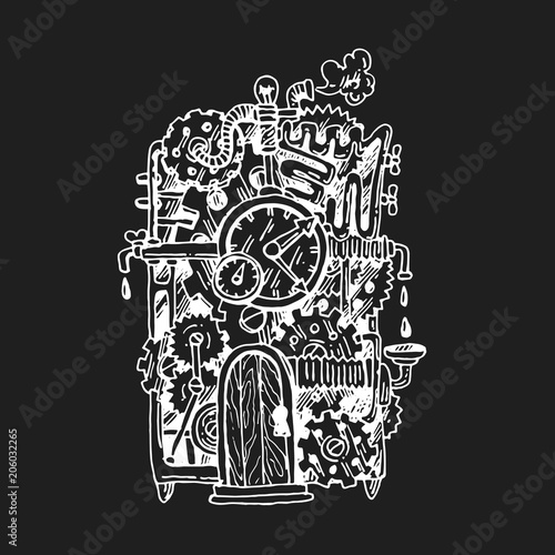 steampunk hand drawn illustration