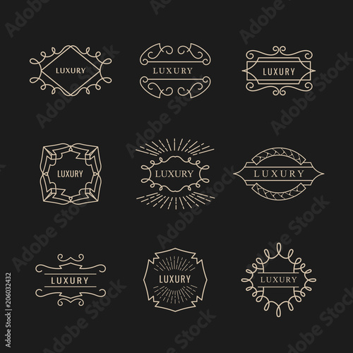 set luxury logo vintage badge design retro vector
