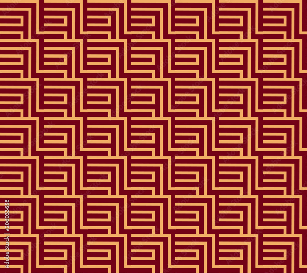 Seamless vector ornament. Modern stylish geometric linear pattern with golden color Seamless vector ornament. Modern stylish geometric linear pattern with golden color