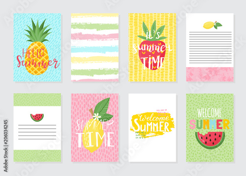 Vector set of bright summer cards