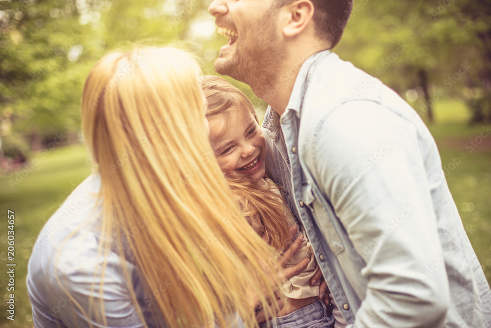 Family in park.