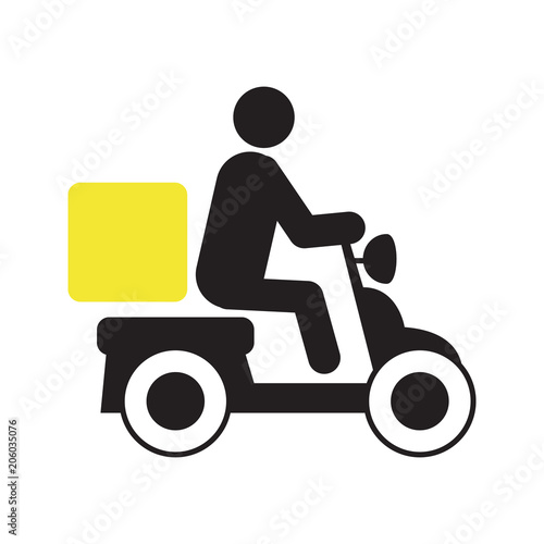 Person driving delivery scooter silhouette icon