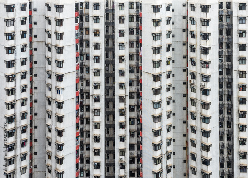 Overcrowded residential building in Hong Kong