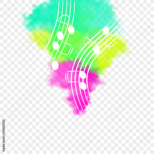 Live music vector. A colored explosion with a musical staff and notes