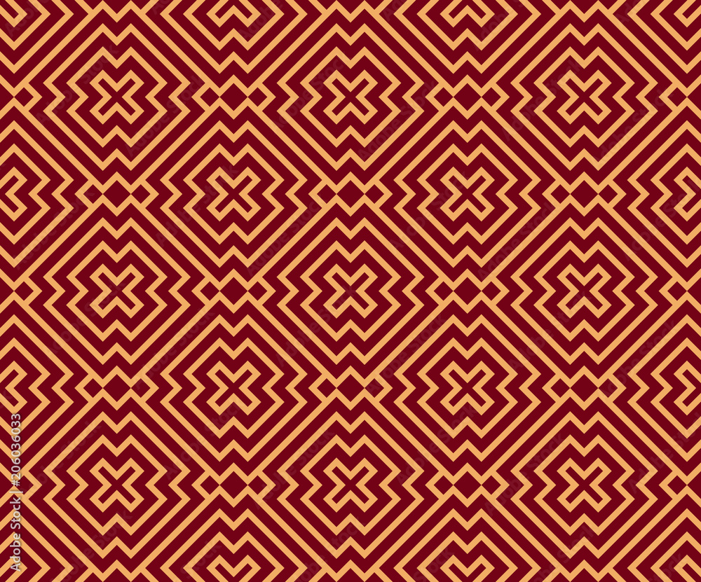 Seamless vector ornament. Modern stylish geometric linear pattern with golden color