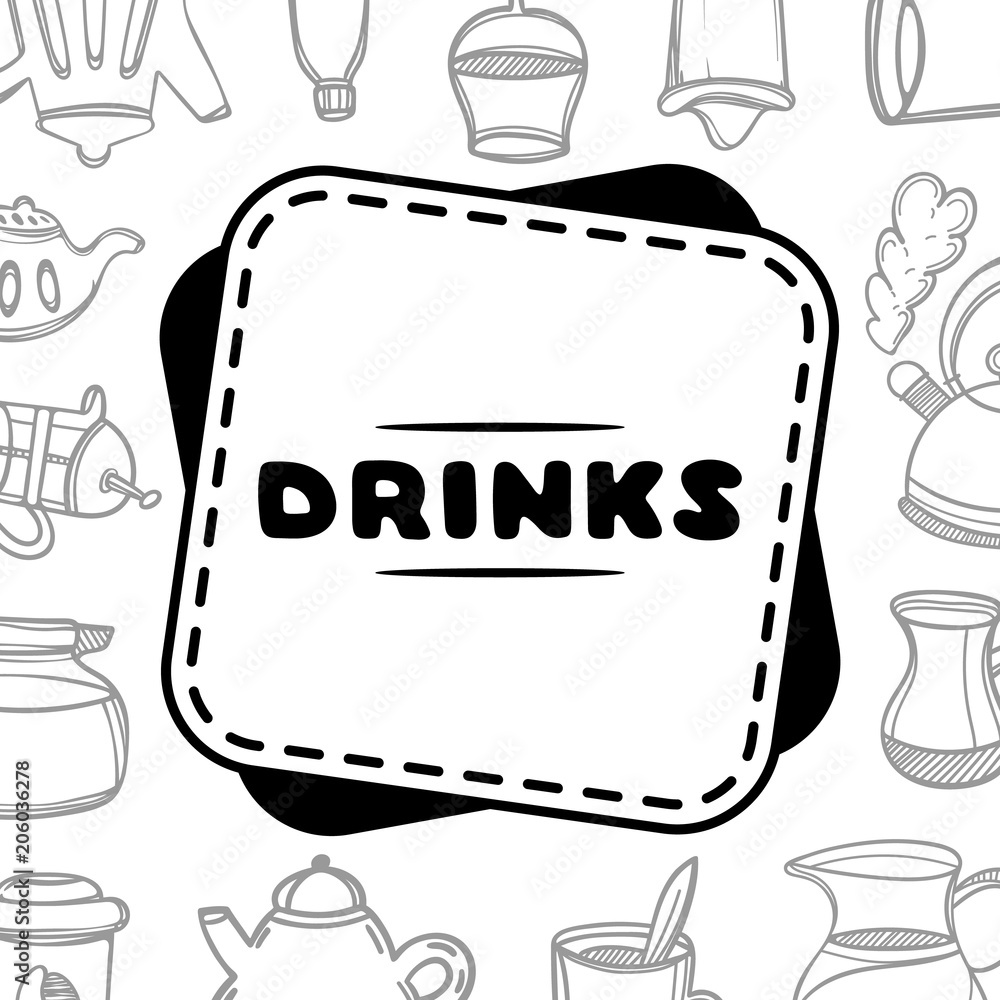 Cute hand drawn menu for cafe on food background. Linear illustration. Cute hand drawn menu for cafe on food background. Linear illustration.
