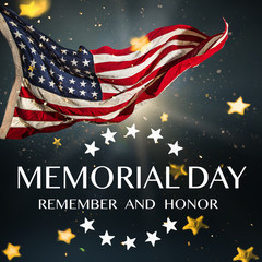 American flag with the text Memorial day.