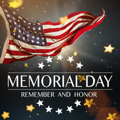 American flag with the text Memorial day.